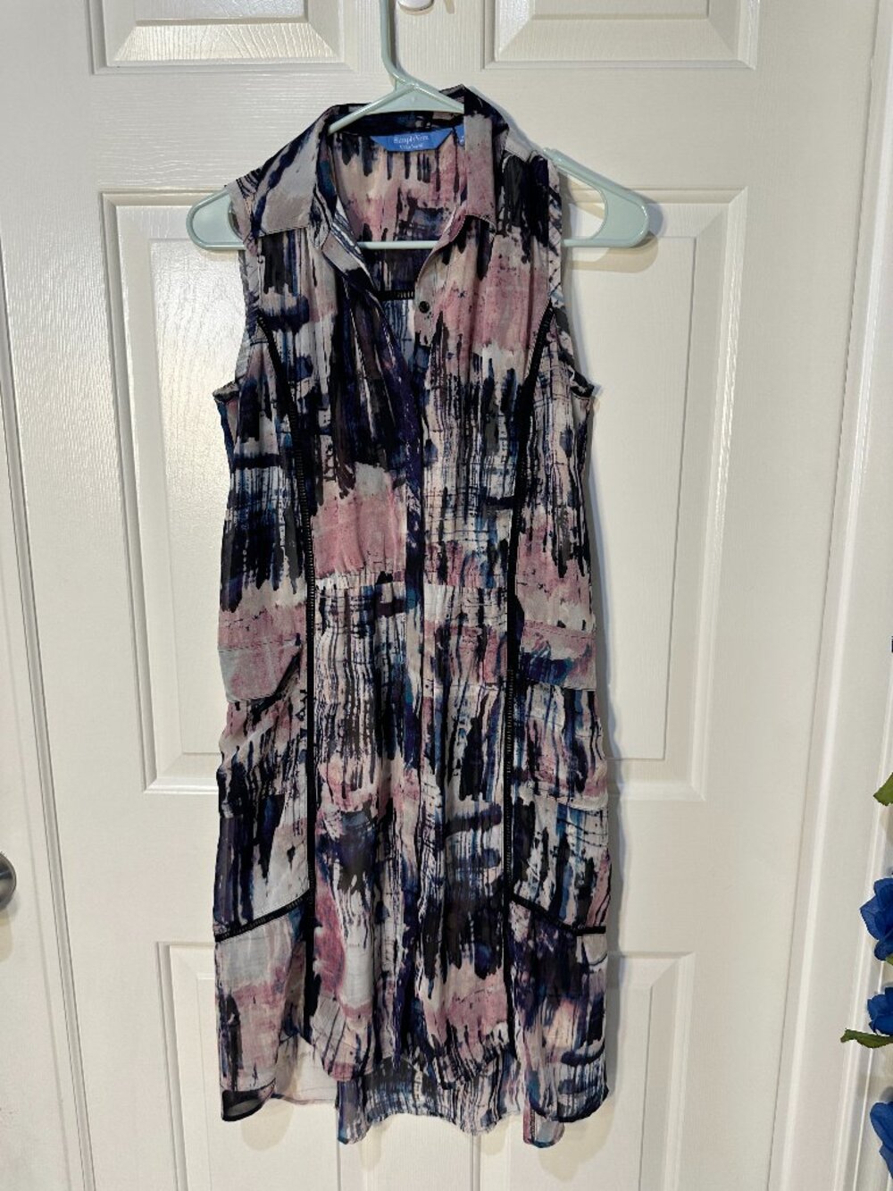 Simply Vera Sleeveless Abstract Pattern Shirt Dress – Size S